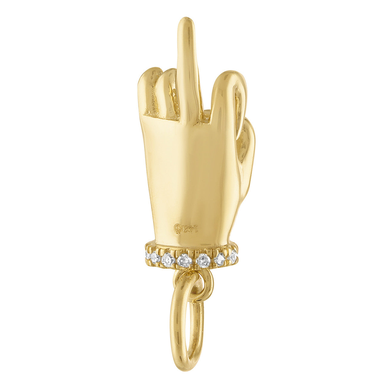 Flipping the Bird with Diamonds 14K Gold Charm